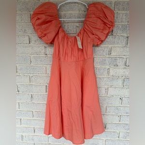 NWT Abercrombie & Fitch size small tall pink ruched puff sleeve mini dress